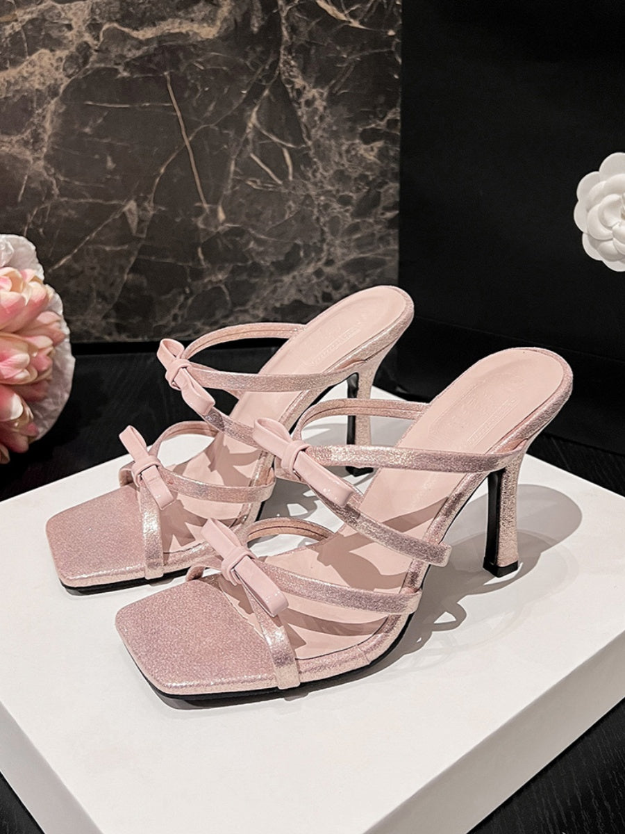 Bow tie stiletto heel sandals