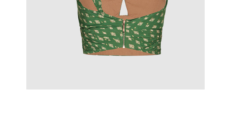 Green Floral Halter Short Vest