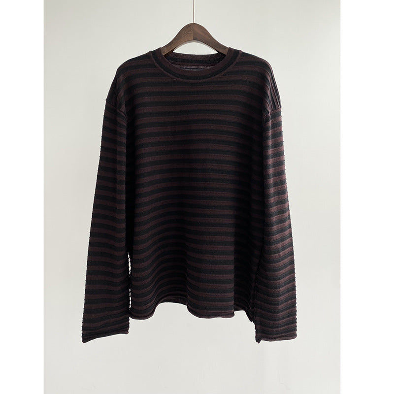 Striped Wool Long Sleeve Cardigan Sweater