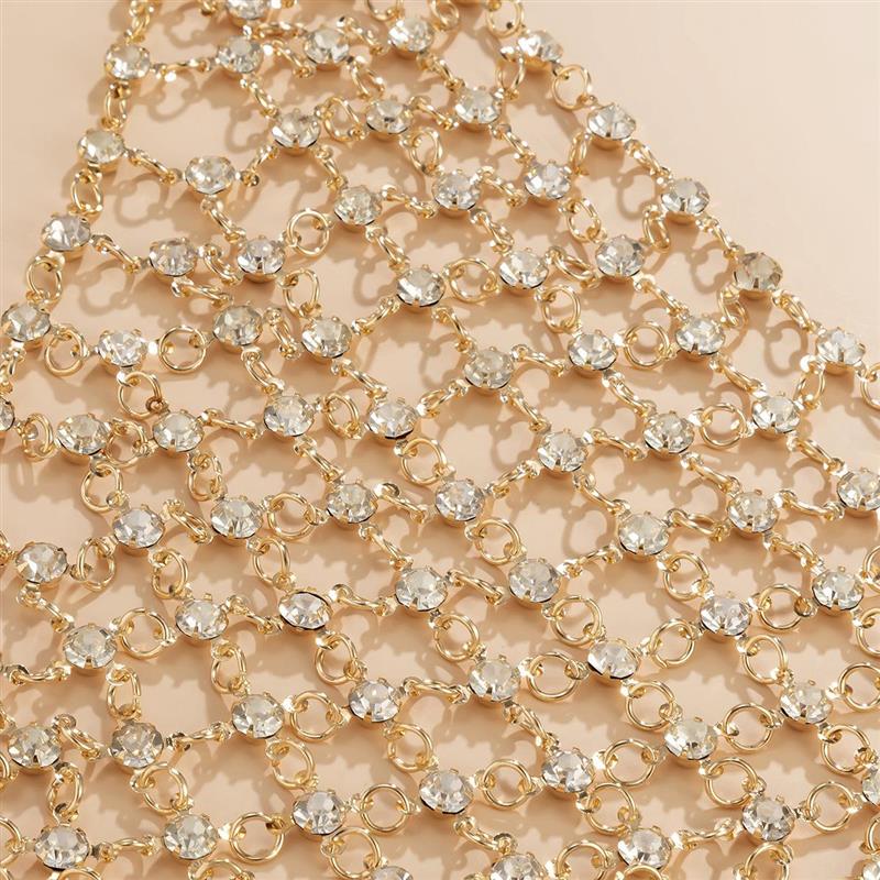 Handmade mesh rhinestone hollow sexy chest chain