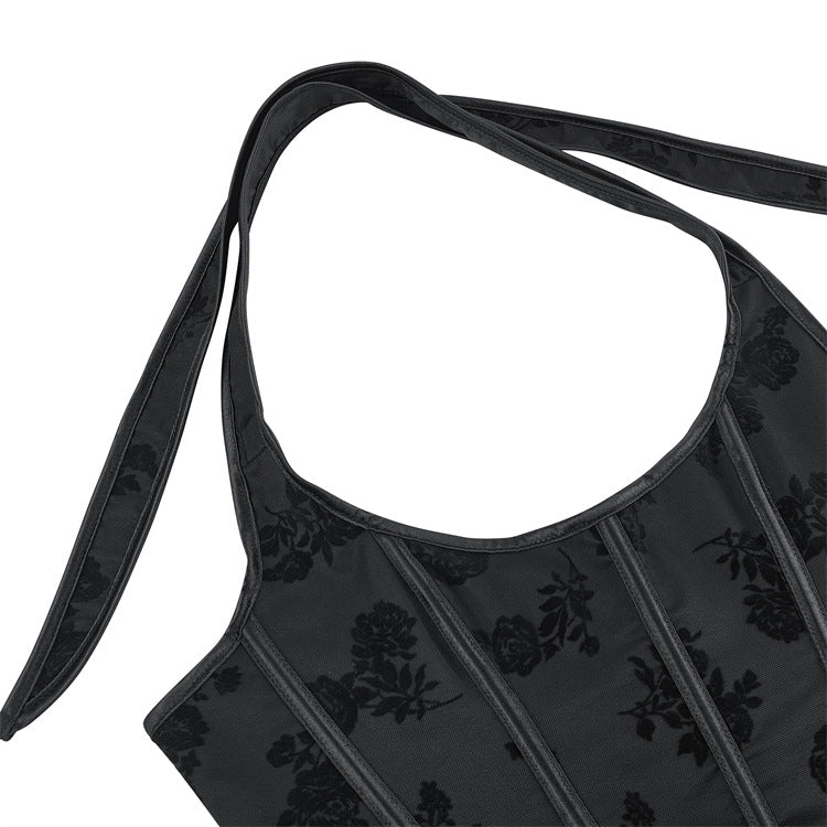 European and American halter neck fishbone corset waist backless inner sling