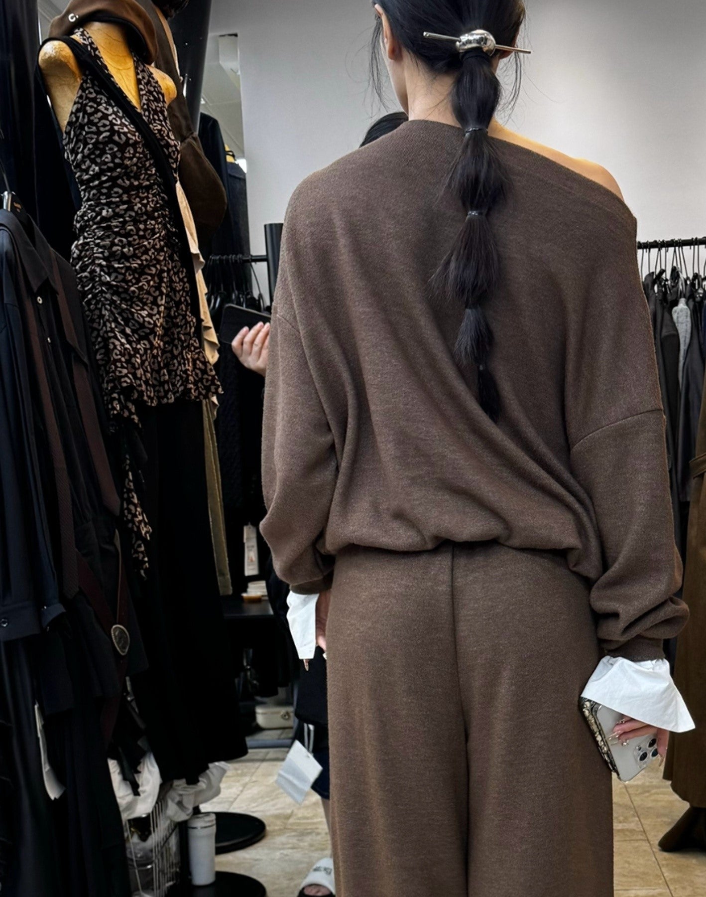 Sweatshirt + wide-leg pants two-piece set