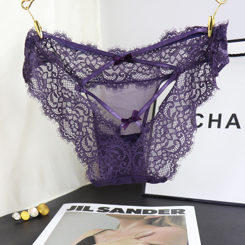 Lace cross hollow briefs