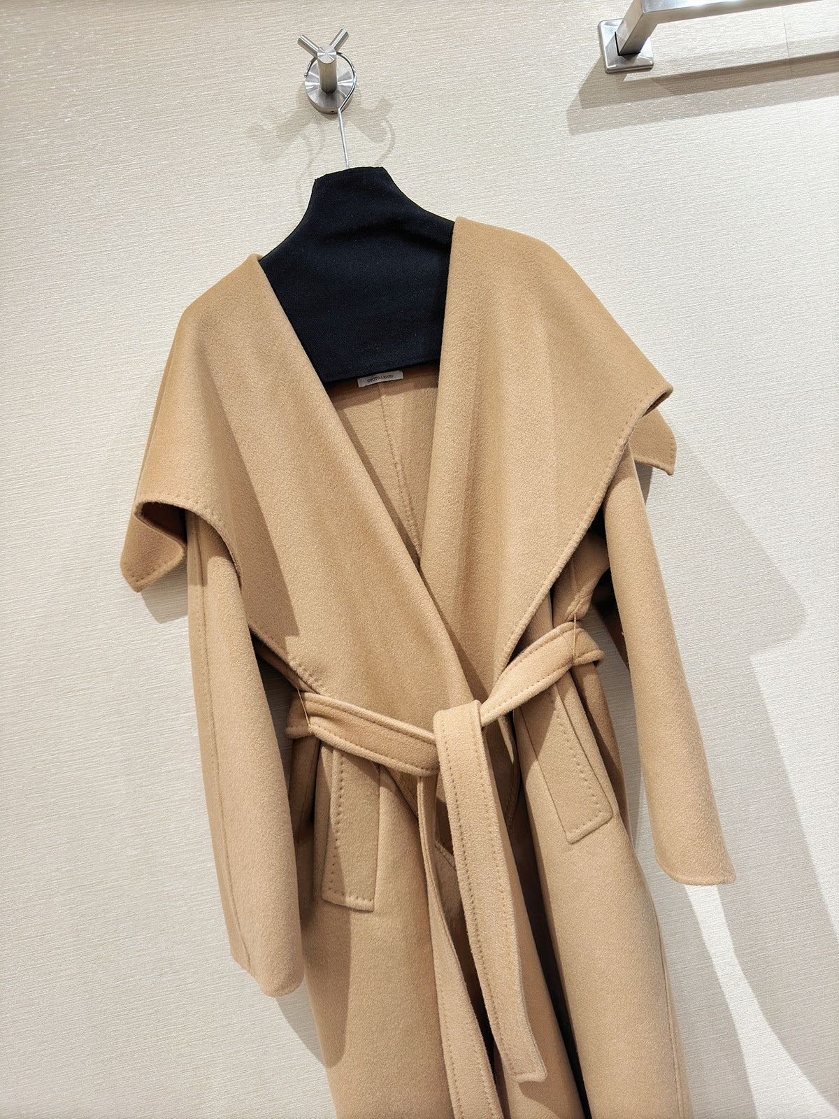 Double-faced lapel cashmere water ripple coat