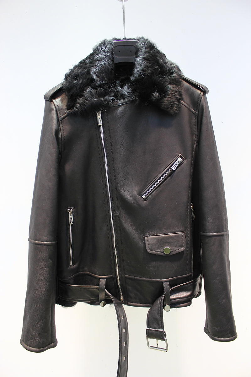 Soft and comfortable Xiaohu sheepskin all-in-one motorcycle fur jacket