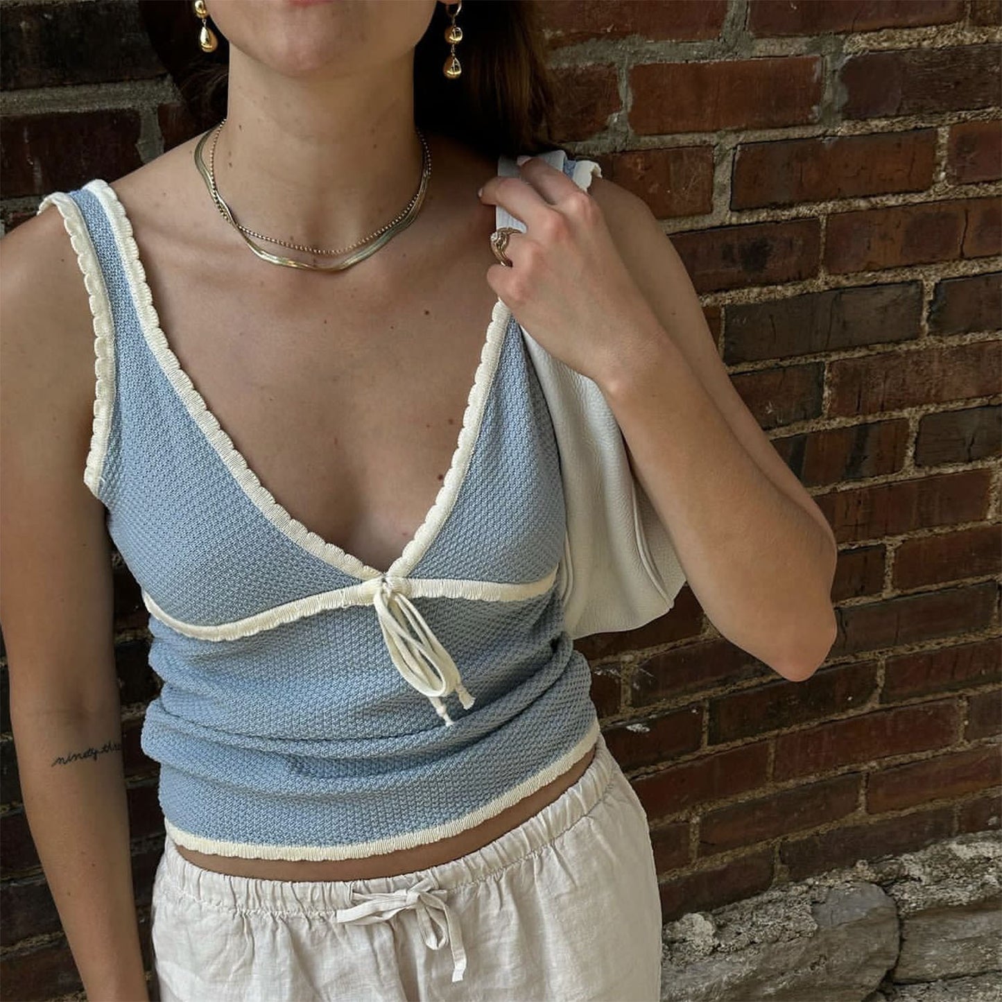 Bow lace camisole