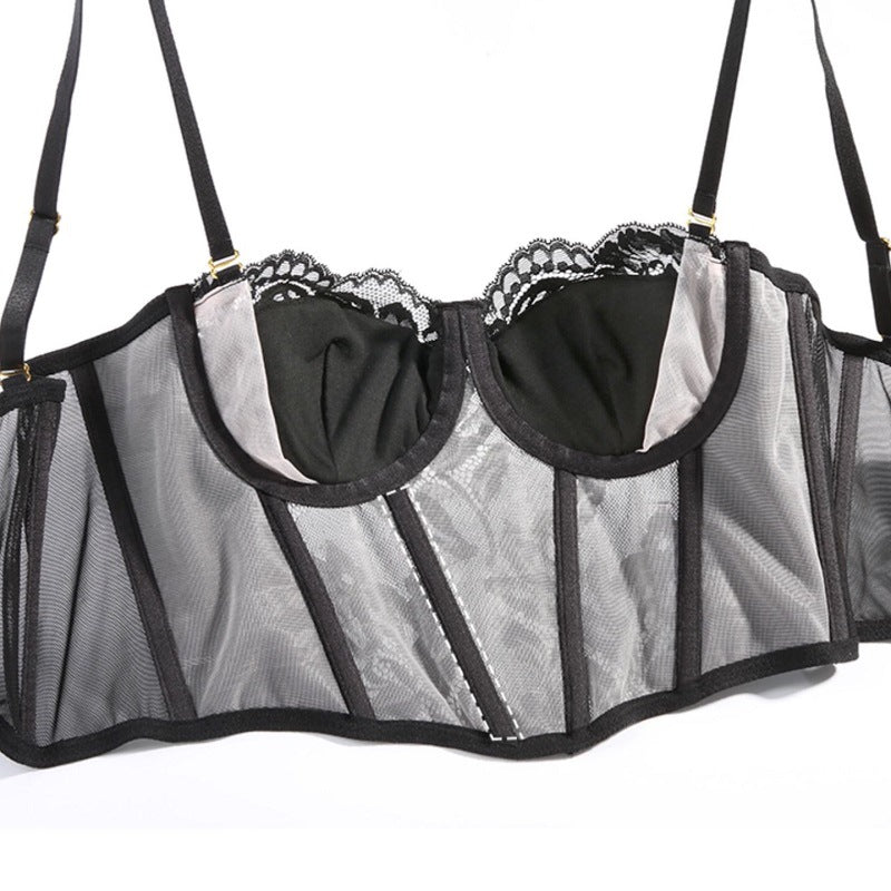 European and American sexy fishbone sling short style with chest pad lace suit inner chest