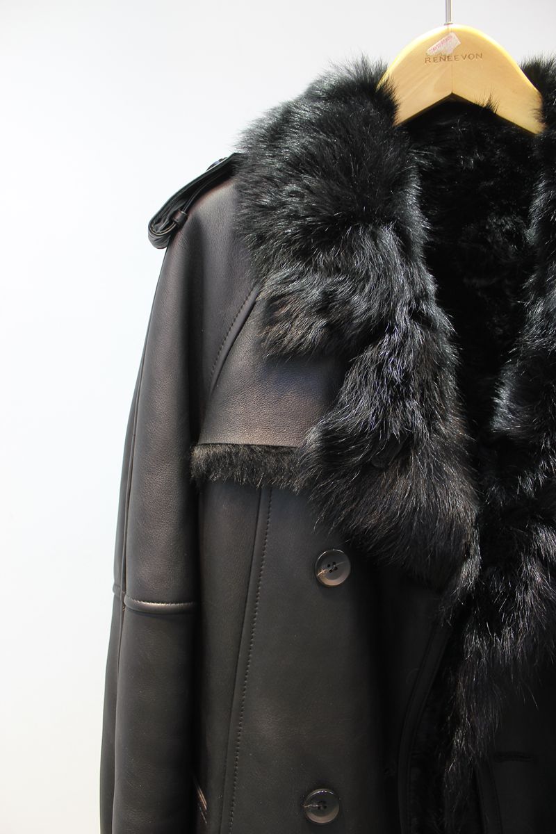 Imported Tuscan sheepskin all-in-one British style mid-length fur coat