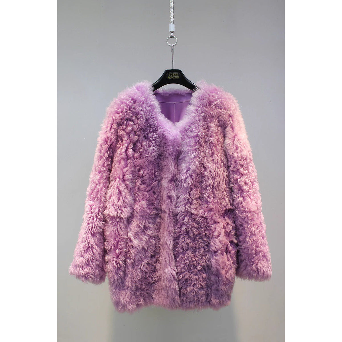 Lmported Tuscan sheepskin one-piece slimming fur jacket