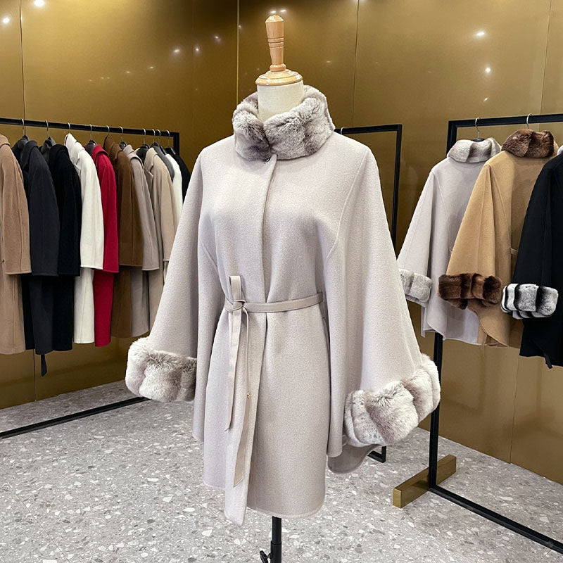 Double-faced cashmere cape coat