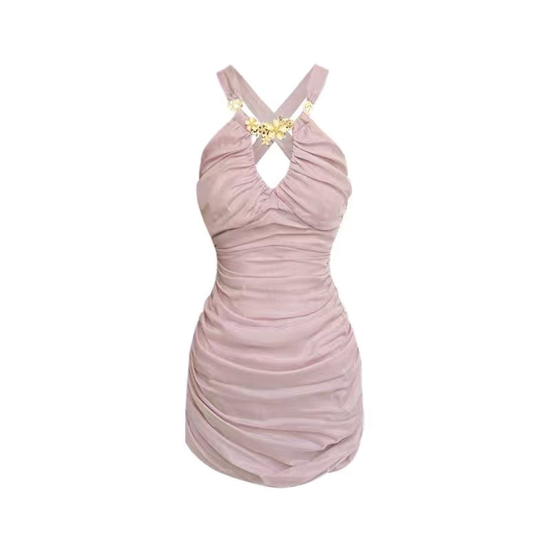 Pleated mesh dress