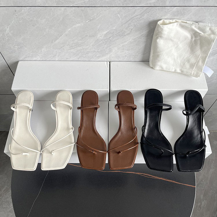 Square-toe thong sandals