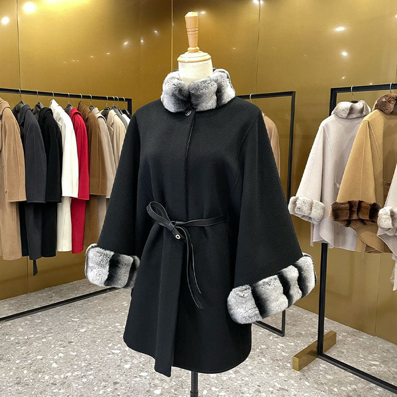 Double-faced cashmere cape coat