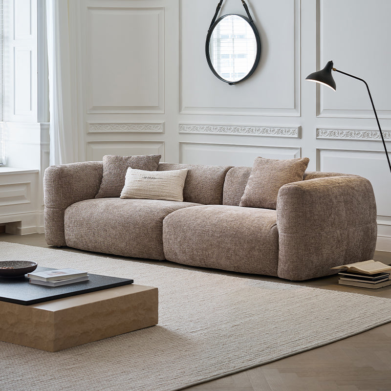 Big white sofa small apartment retro French cream style brown villa large flat fabric sofa