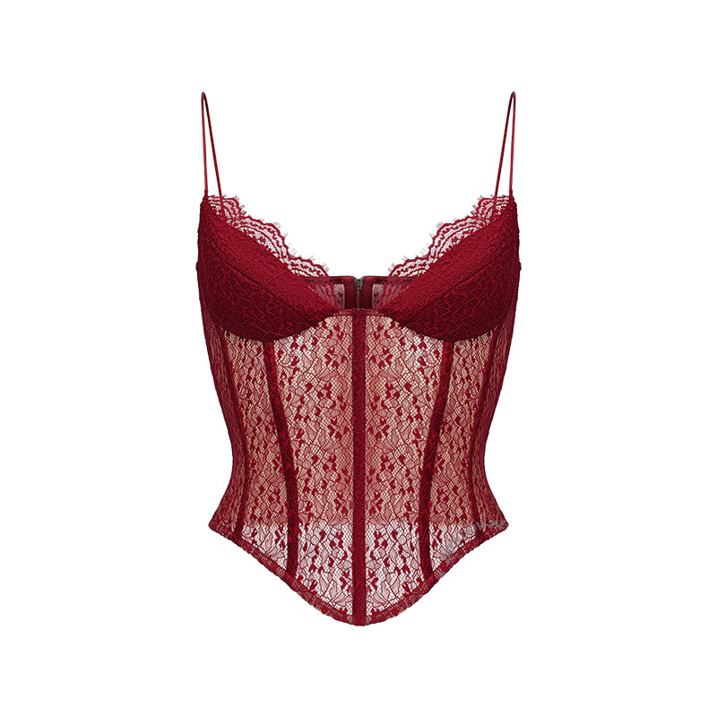Red lace camisole