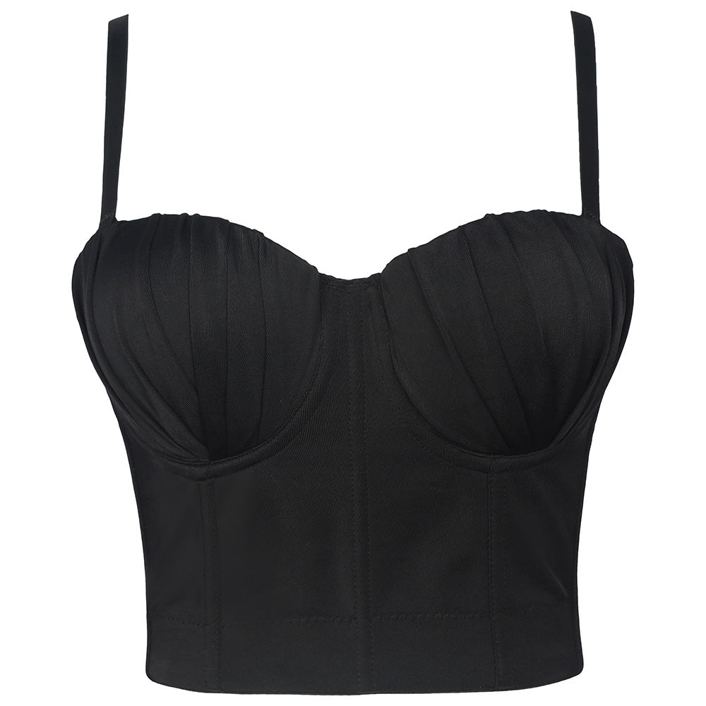 Wear sexy push-up fishbone bra short top