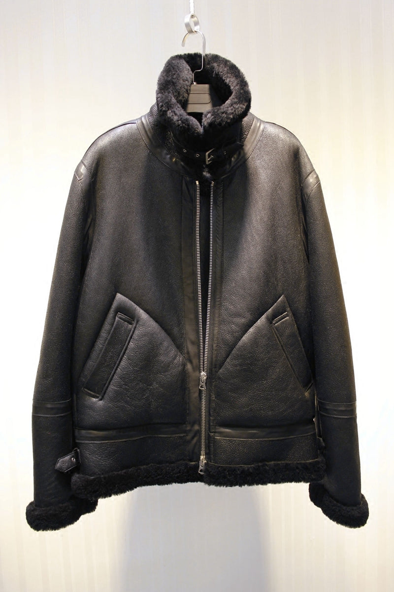 Thick imported merino sheepskin all-in-one bomber jacket