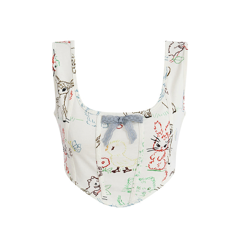 Short printed camisole with sweet and spicy style