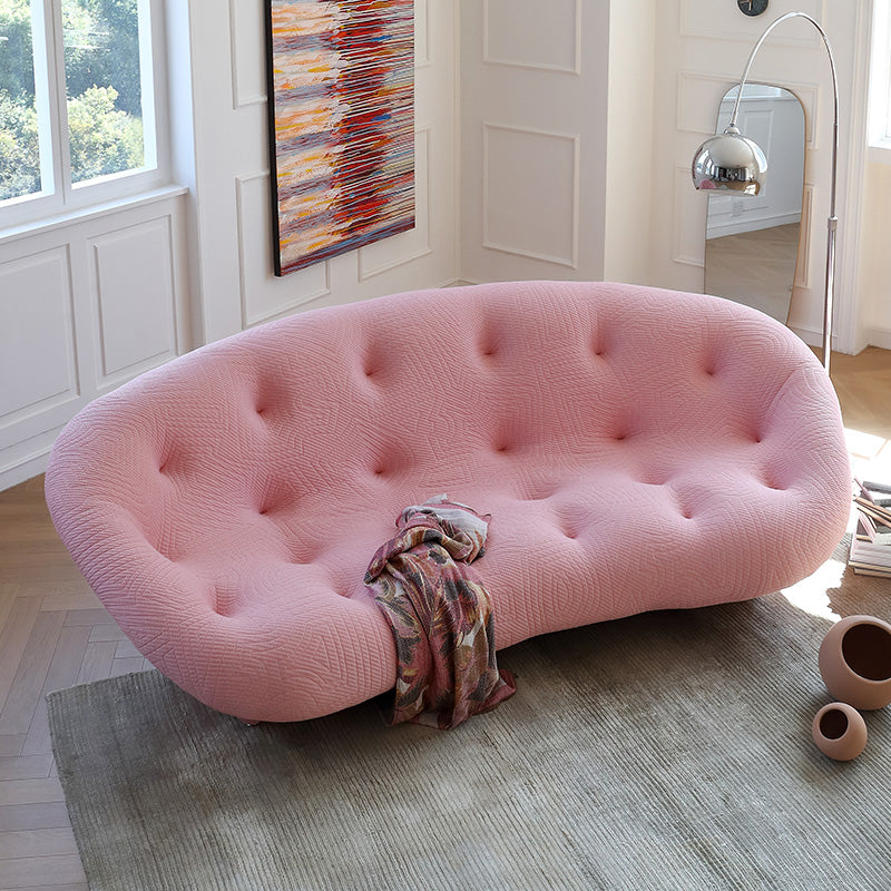 Curved fabric sofa modern simple small apartment living room home three-seat shell sofa