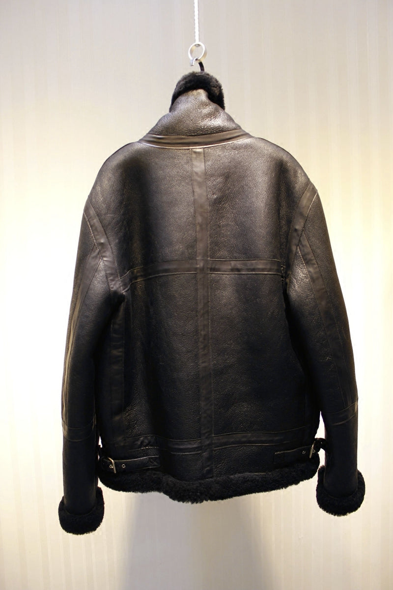 Thick imported merino sheepskin all-in-one bomber jacket
