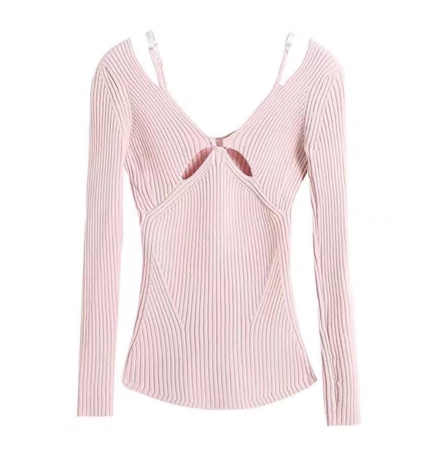 V-neck bottoming sweater