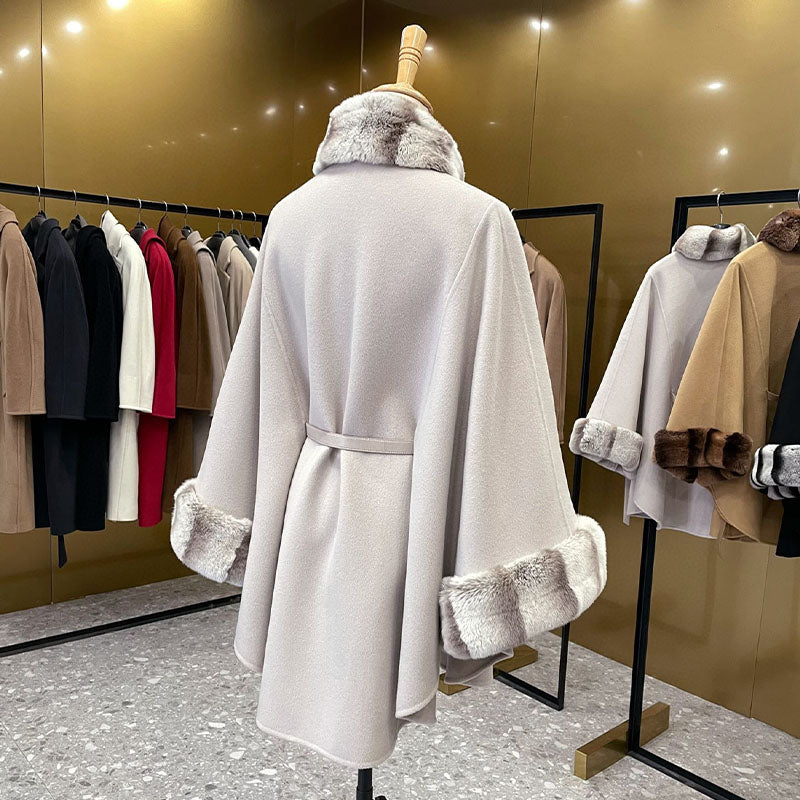 Double-faced cashmere cape coat
