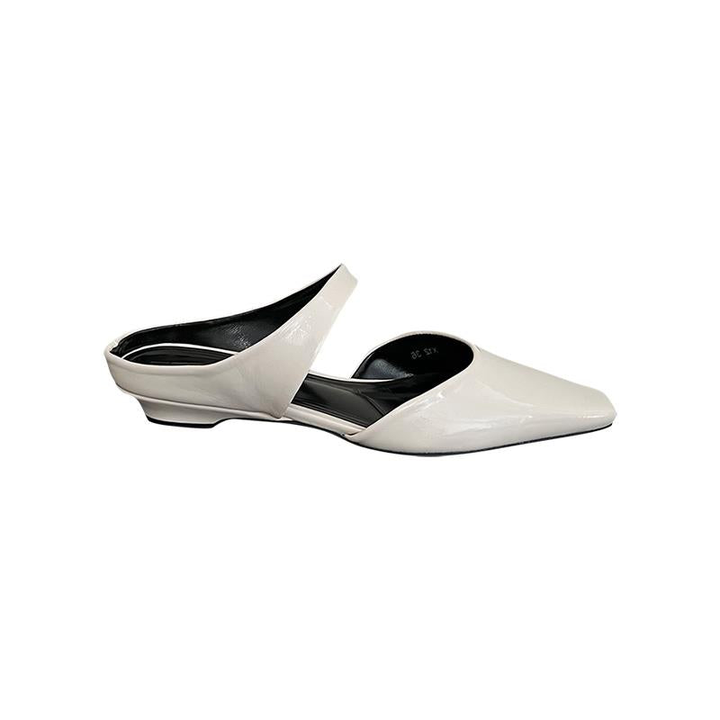 Small square toe flat half slippers