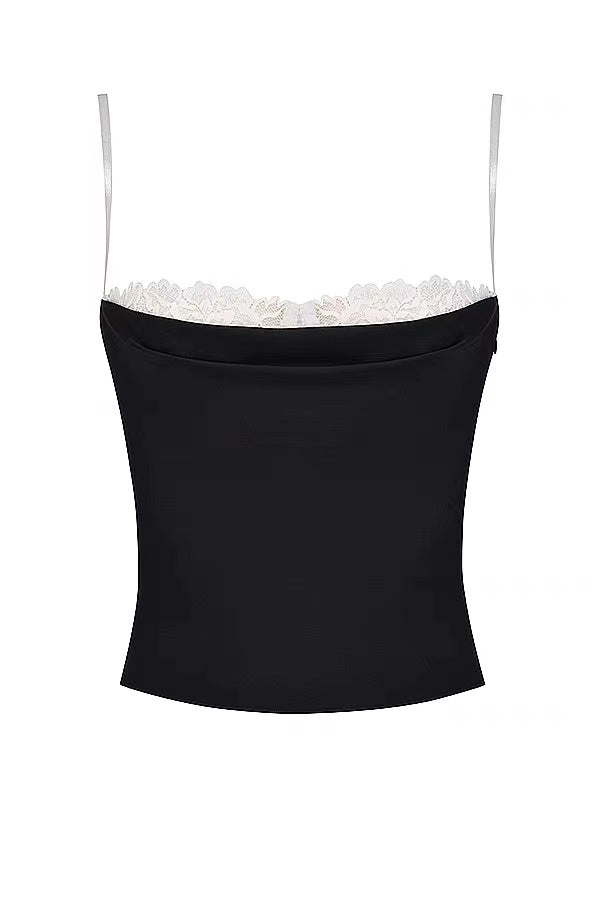 Lace-paneled satin camisole