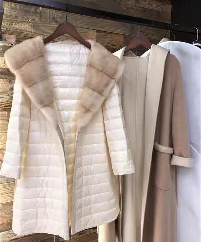 Mink hat two piece wool coat