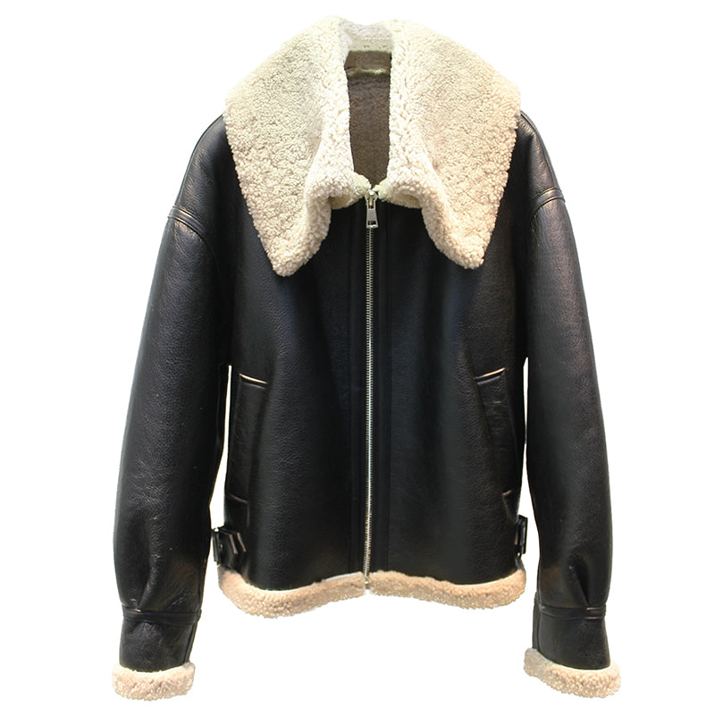Original imported sheepskin all-in-one motorcycle short jacket