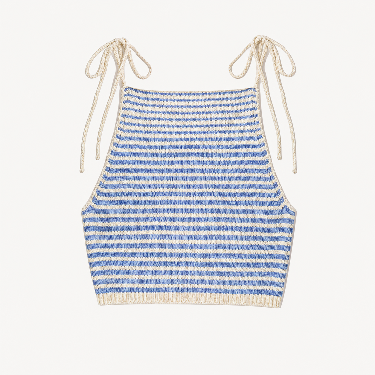 STRIPED TIE-SHOULDER KNIT TOP
