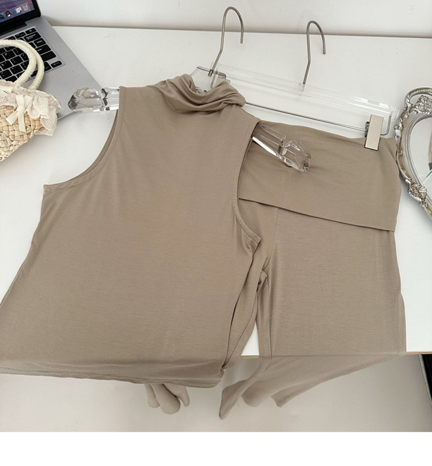 Sleeveless Slim Tank Top Hot Girl Low Waist Flare Pants Set Two-piece Set