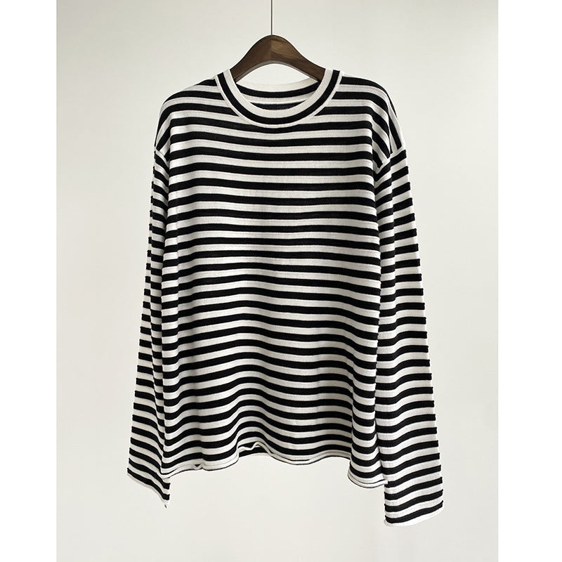 Striped Wool Long Sleeve Cardigan Sweater
