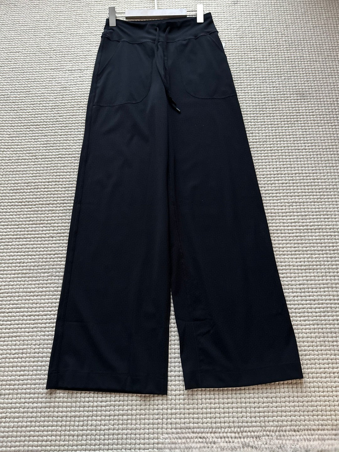 High waist drawstring straight yoga pants
