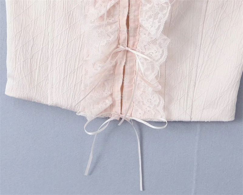Pure Desire Lace Ruffled Halter Neck Fishbone Suspender