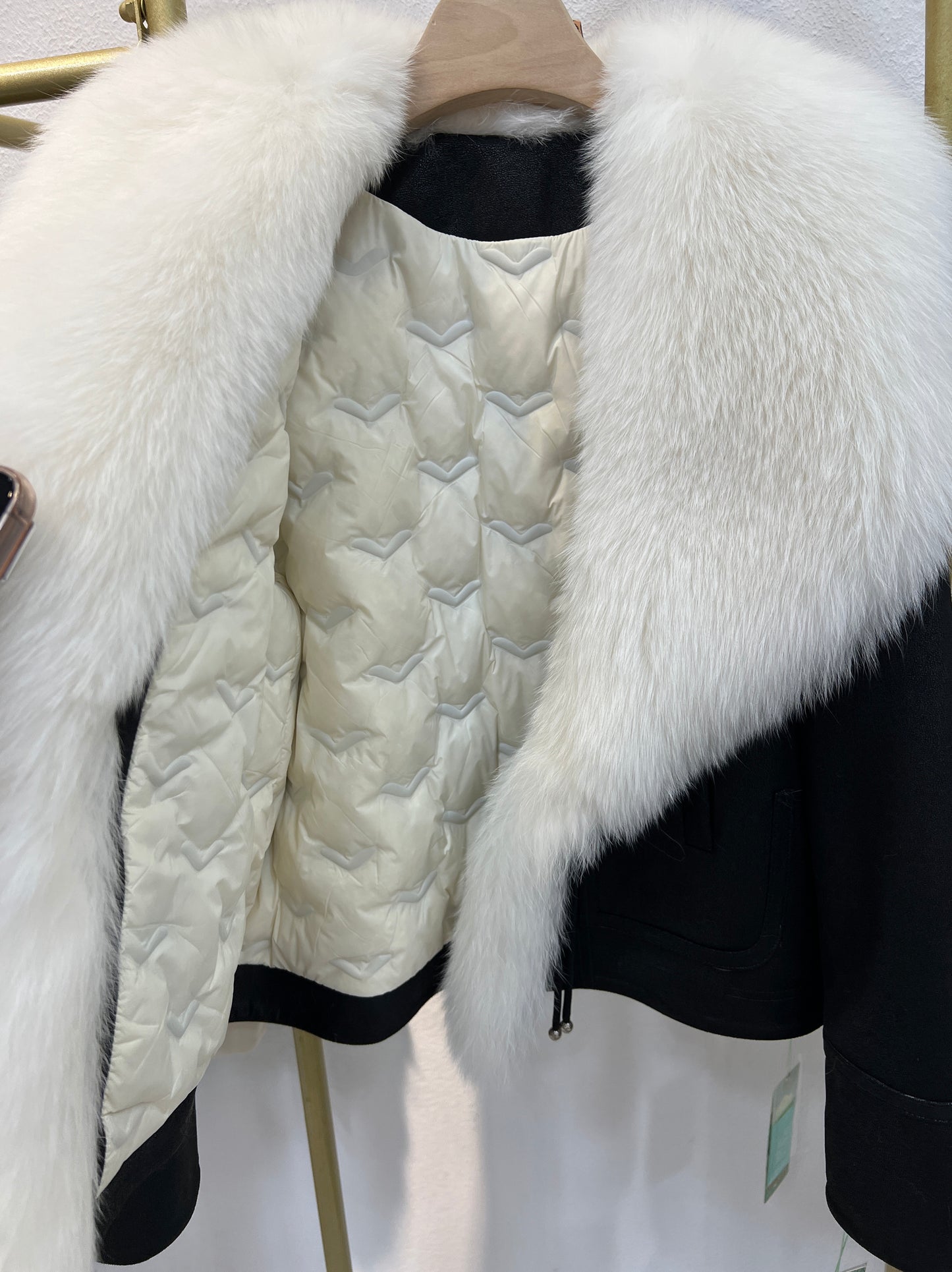 Deerskin jacket with fox fur lapel