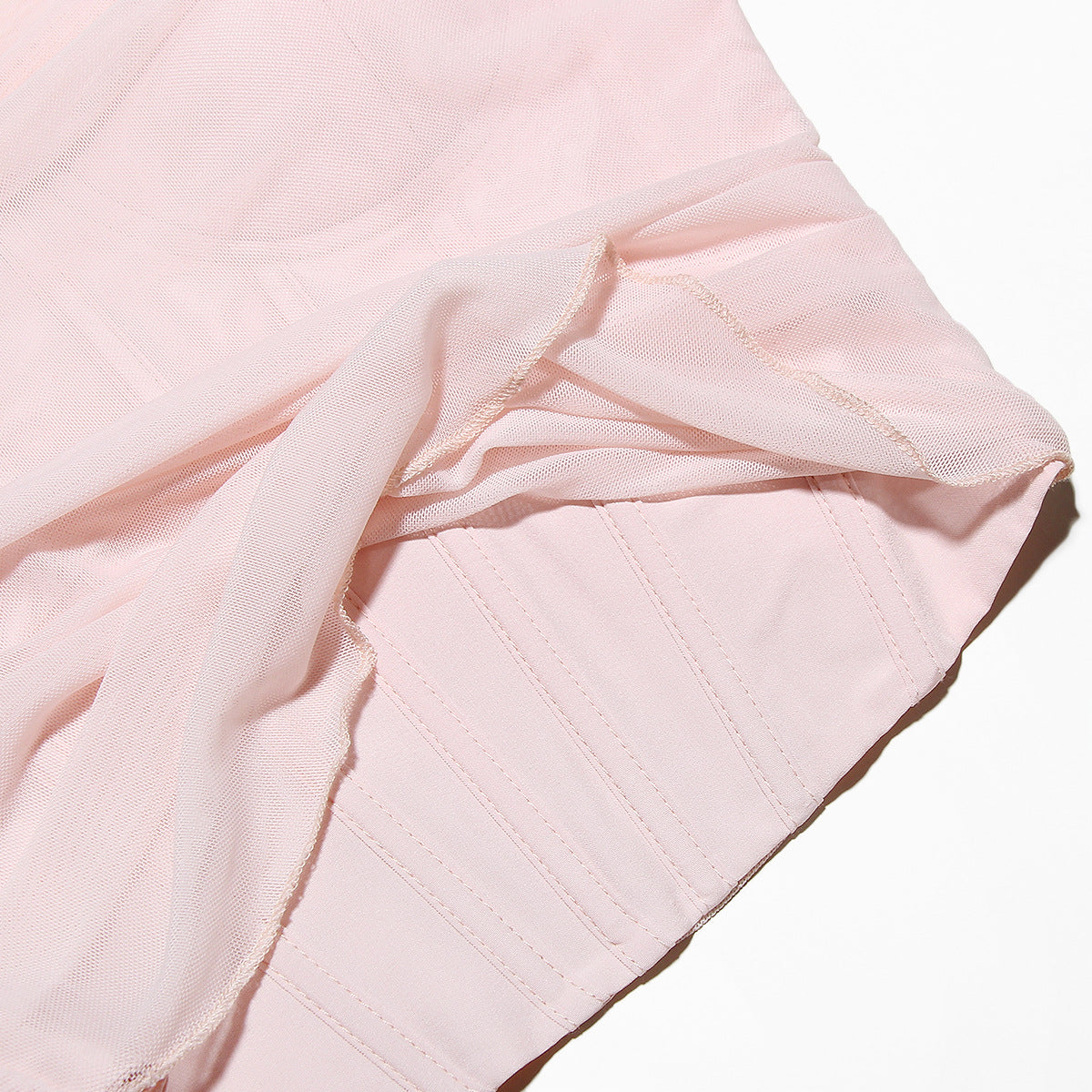 Pink Mesh Fishbone Bra Swing Collar Tube Top