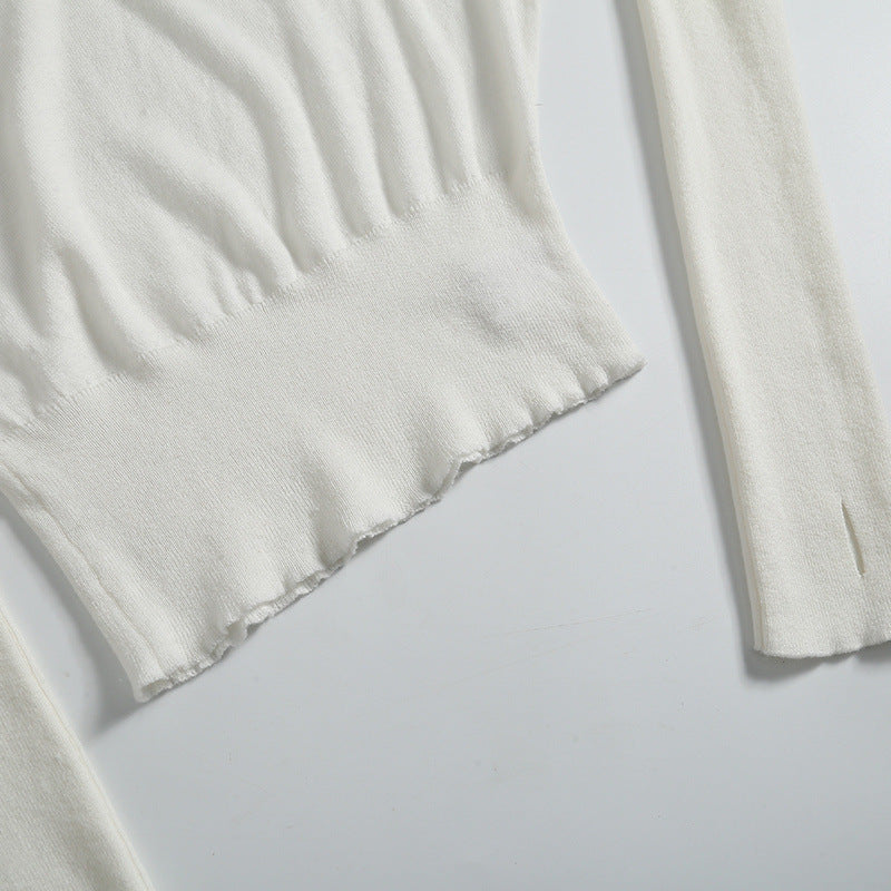 European and American personalized long shoulder knitted sweater