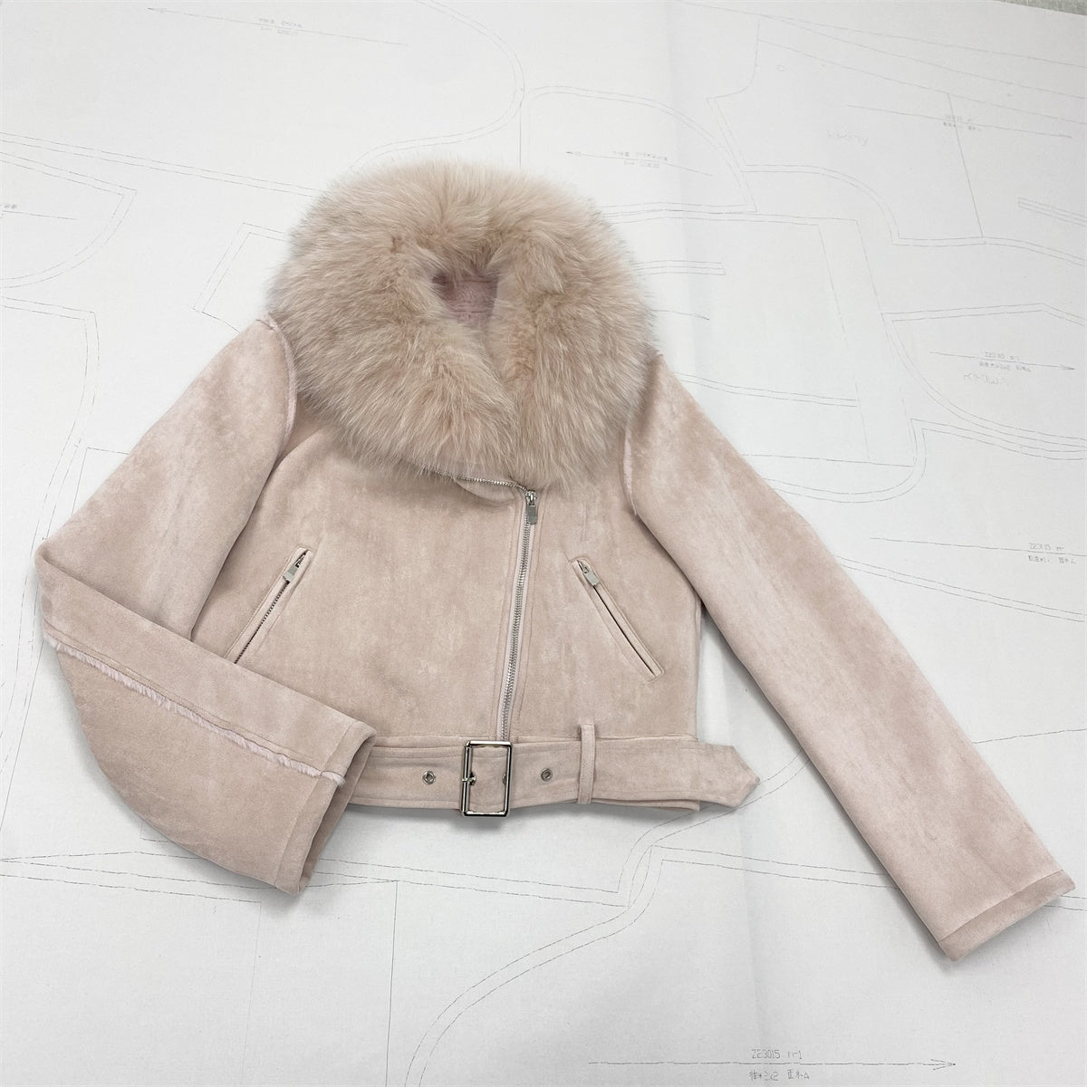 Fox fur biker jacket