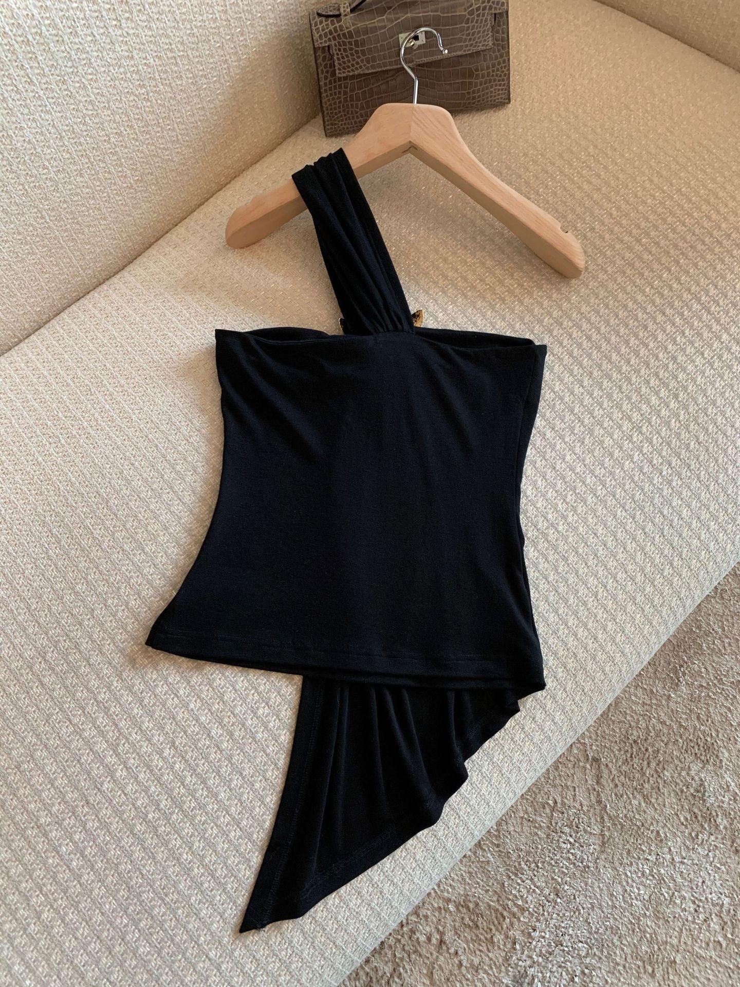 Sexy Black Butterfly One Shoulder Tube Top