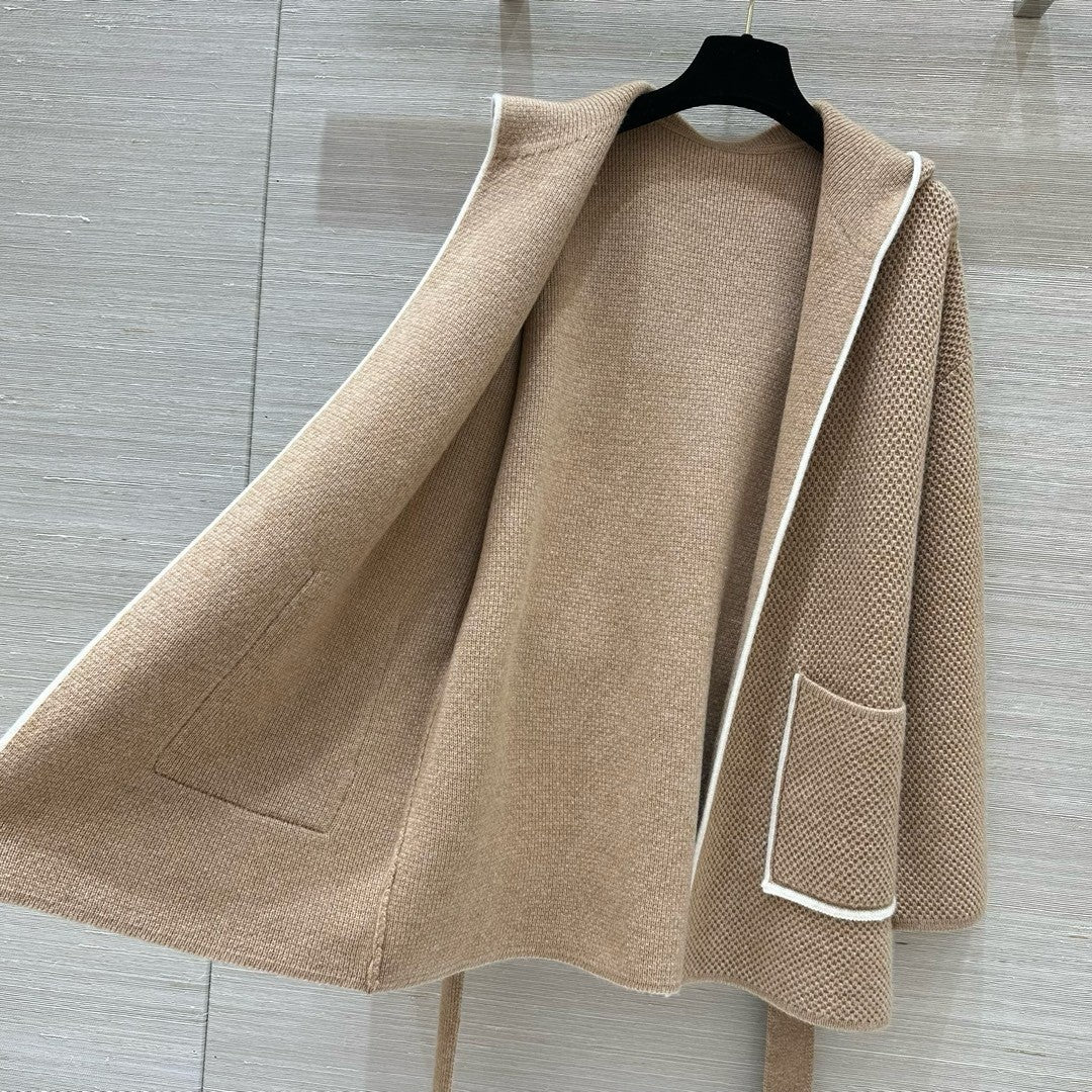 Hooded cashmere cardigan