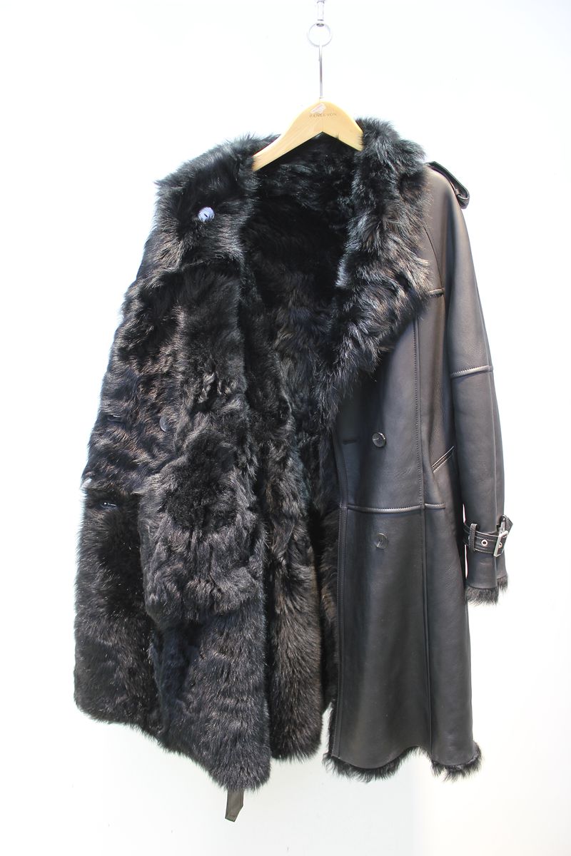 Imported Tuscan sheepskin all-in-one British style mid-length fur coat