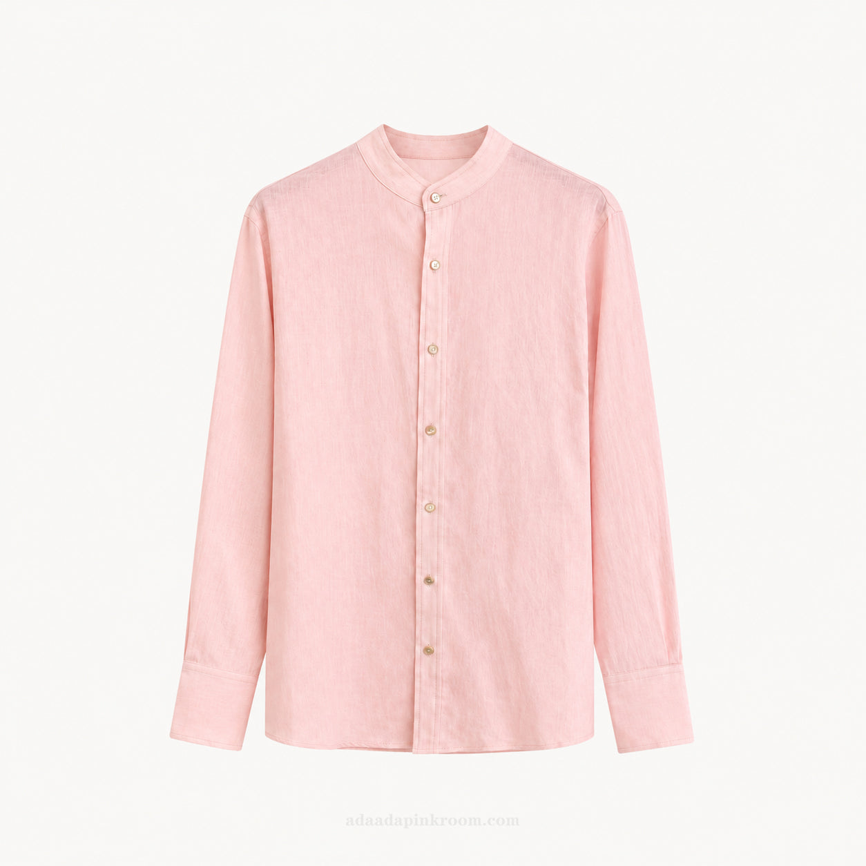 Soft Pink Collarless Button Shirt