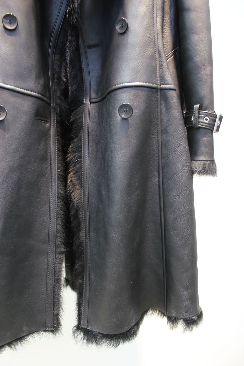 Imported Tuscan sheepskin all-in-one British style mid-length fur coat