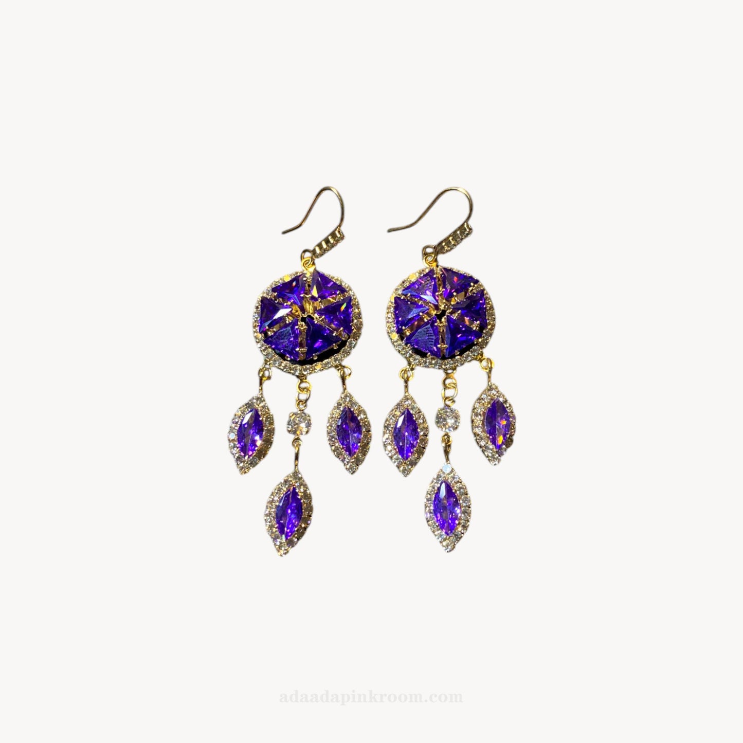 Purple Crystal Drop Earrings