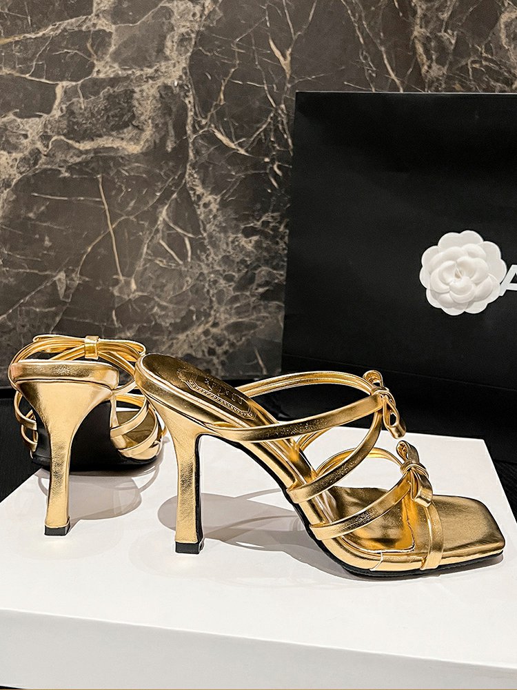 Bow tie stiletto heel sandals