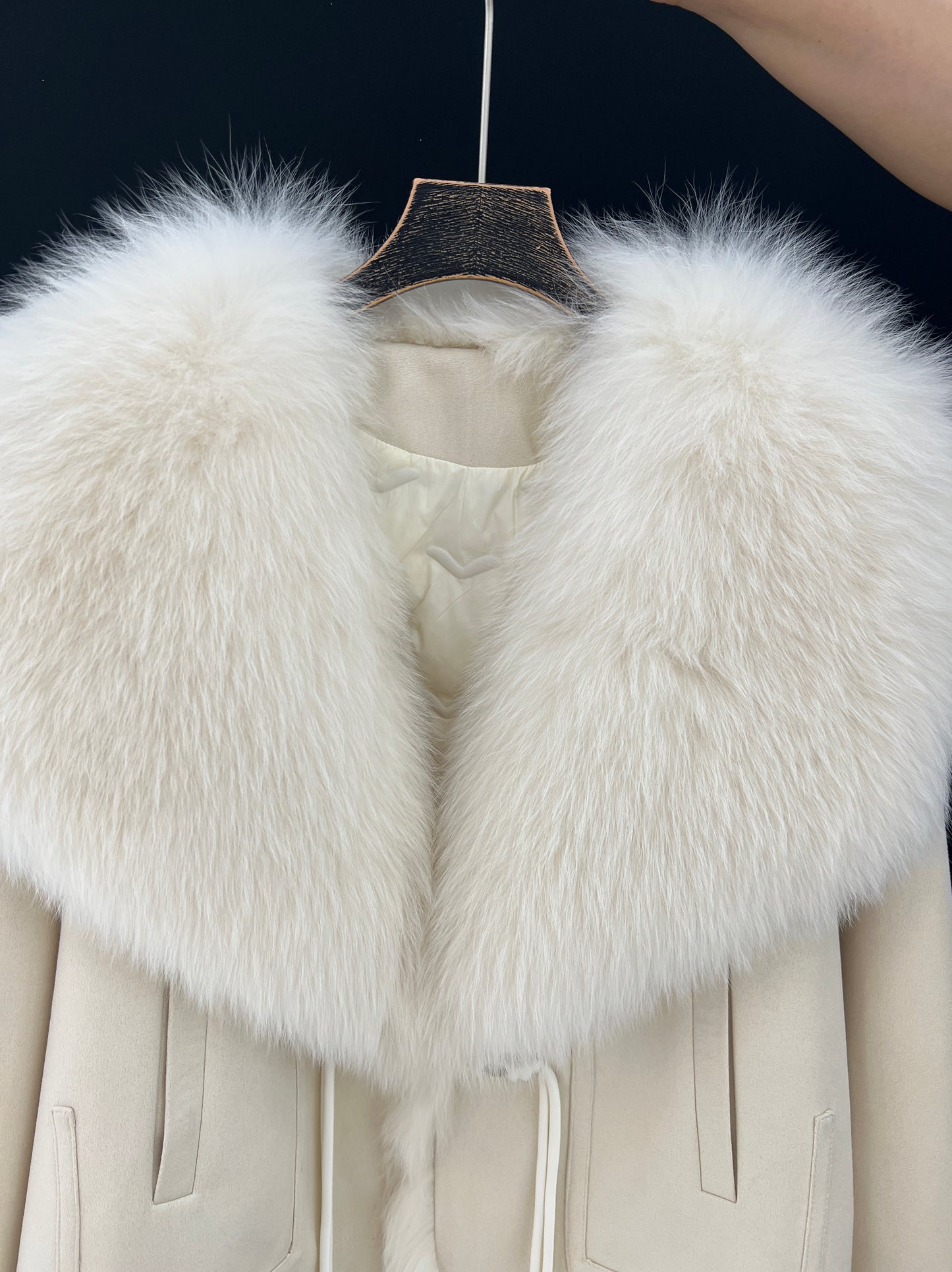Deerskin jacket with fox fur lapel