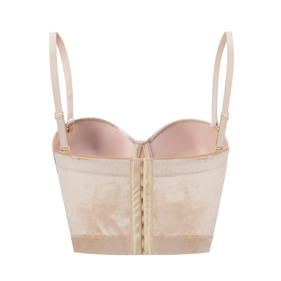 Women's underwired fishbone bra top for body shaping and tube top