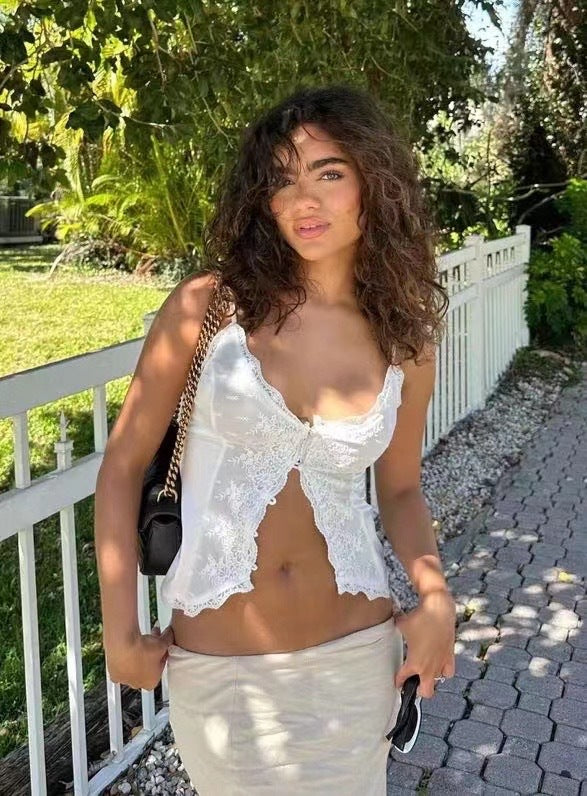 European and American lace satin V-neck camisole