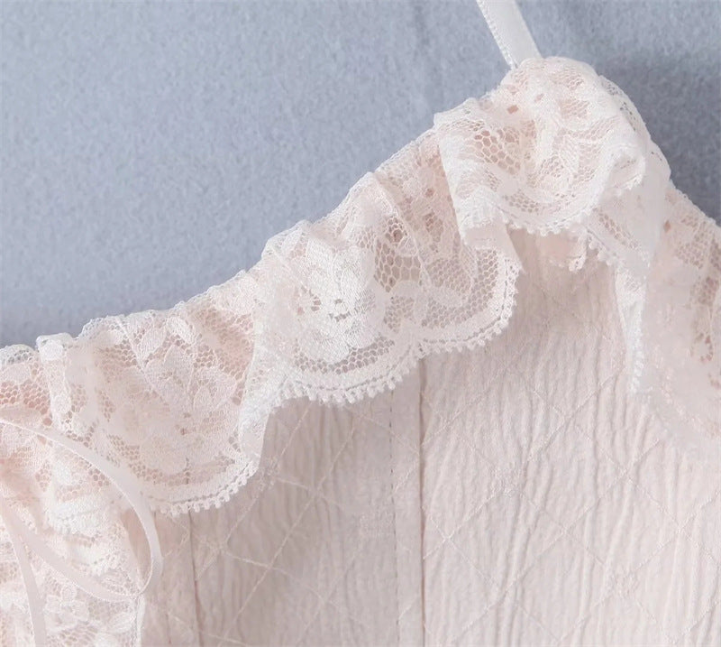 Pure Desire Lace Ruffled Halter Neck Fishbone Suspender